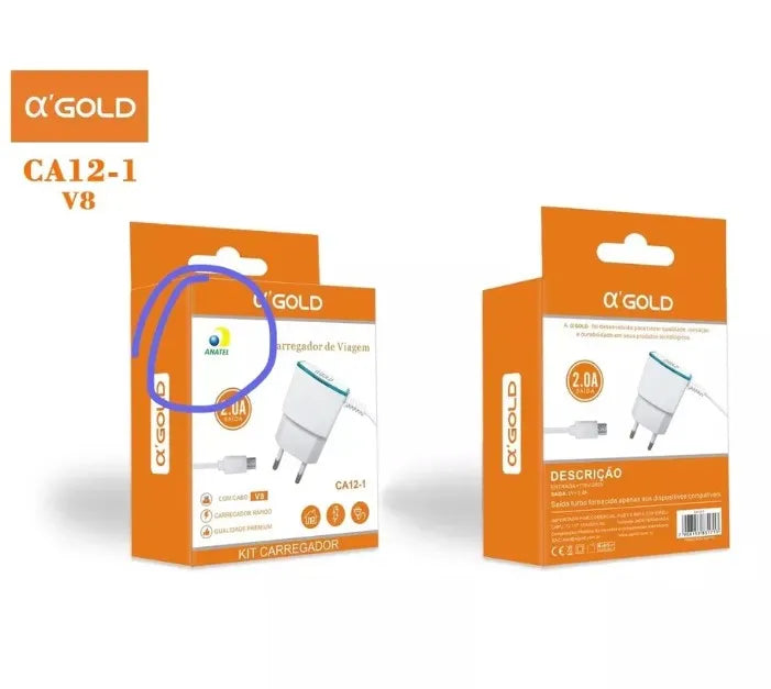 Kit Carregador Turbo USB + Cabo de 1 Metro