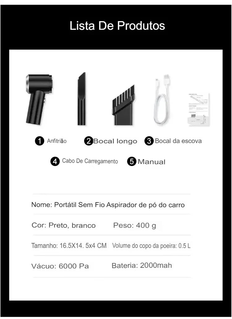 Mini Aspirador de Pó Portátil USB Recarregável