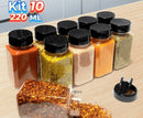 Kit 10 Pots Seasoning Double Dizing Lid 220ml Seasoning and Spices