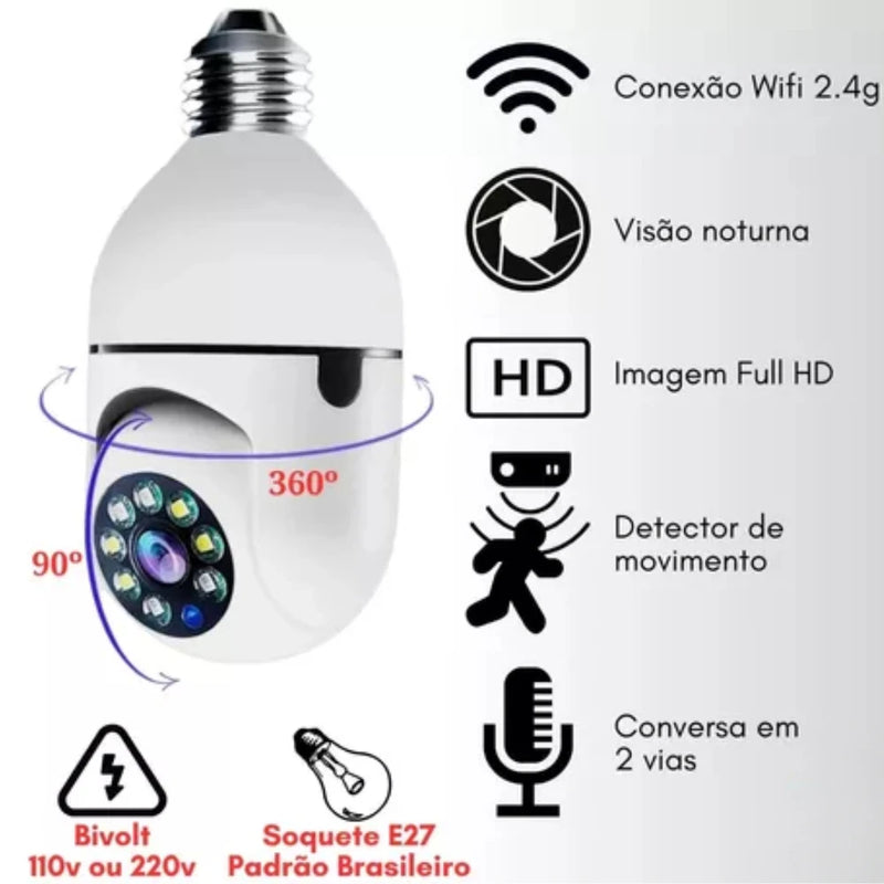 Câmera Lâmpada 3D: Segurança Inteligente
