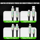 Cabo de Dados 4 em 1 Universal | Micro USB + Tipo-C + Lightning | 6A