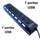 Hub USB 2.0 com 7 Portas | Alta Performance e Design Moderno