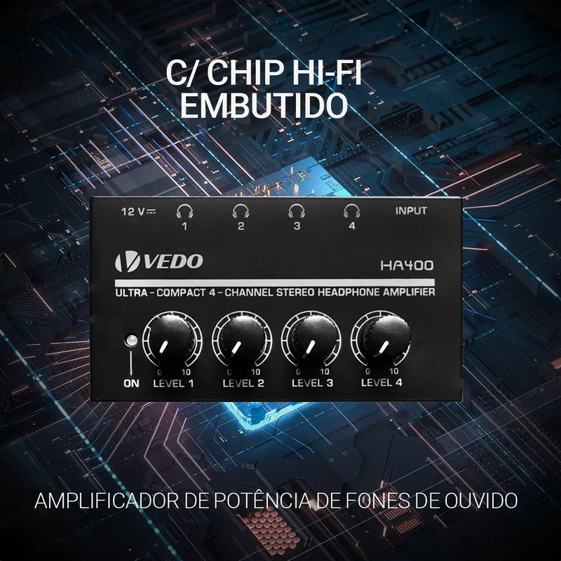 Mini Amplificador Estéreo para Fones de Ouvido
