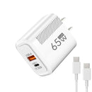Carregador GaN 65W – USB-C + USB-A