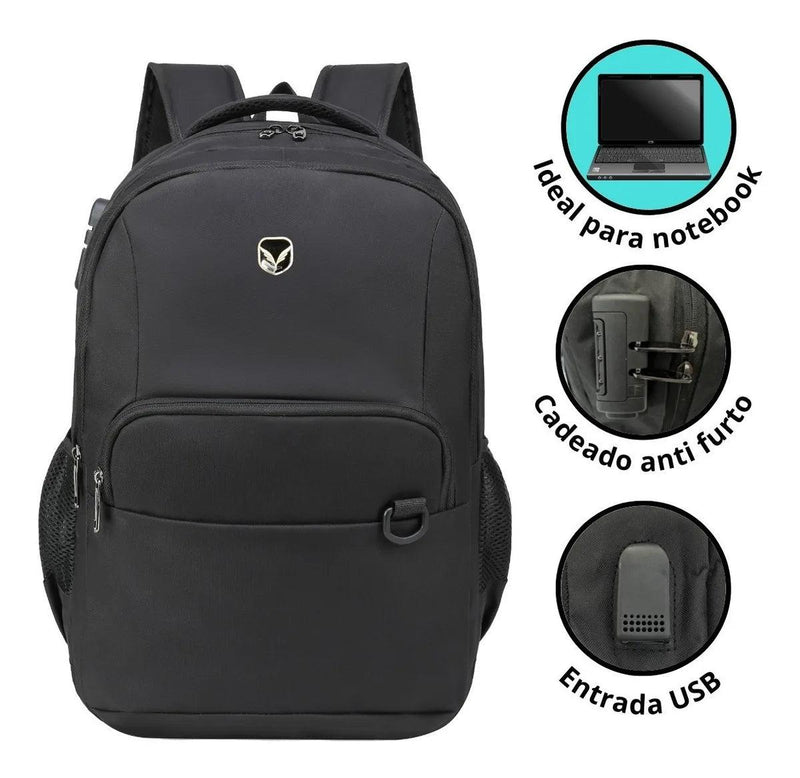 Mochila Antifurto com Cadeado e Entrada USB
