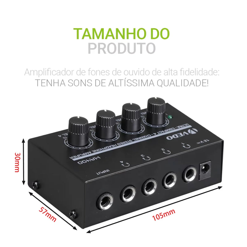 Mini Amplificador Estéreo para Fones de Ouvido