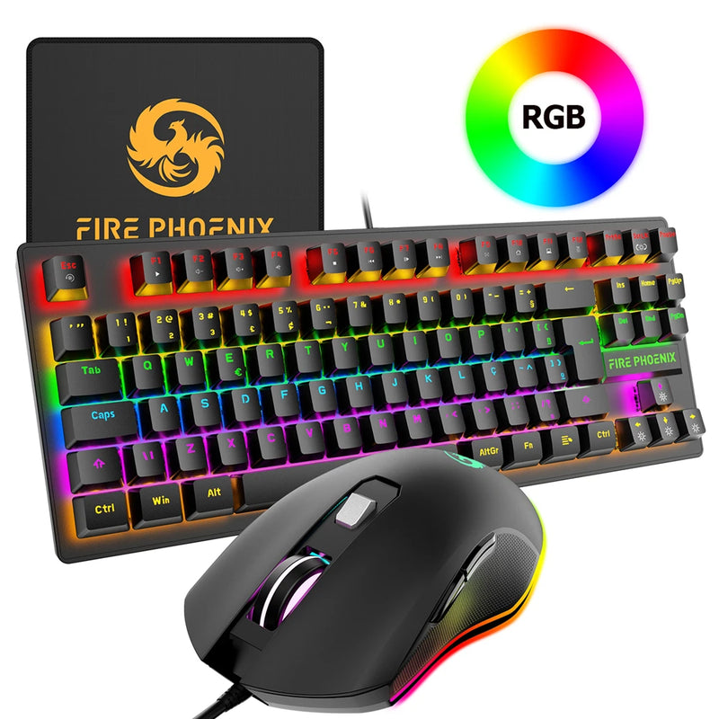 teclado Mecânico + Mouse 3200 DPI + Mousepad